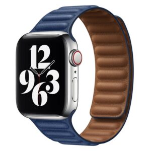 Lippa Apple Watch magnetisk læderrem 42/44/45/49, Navy Blå