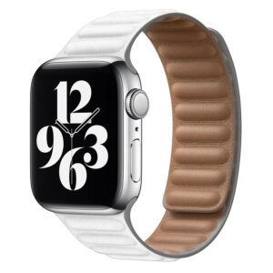 Lippa Apple Watch magnetisk læderrem 42/44/45/49, Hvid