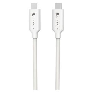 Lippa USB-C til USB-C 100W 10Gbps kabel 1m, Hvid